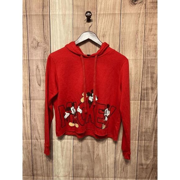 Disney Tops - Disney Mickey Mouse Medium red sweatshirt hoodie crop top
